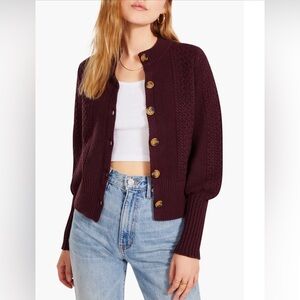 Get Cozy w/ BB Dakota by Steve Madden Story Time Puff Sleeve Cable Knit Cardigan